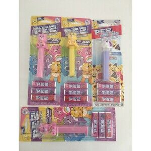 Set of 4 PEZ Candy 3 Care Bears 1 Emoji Crystal Unicorn Glit Collector Party